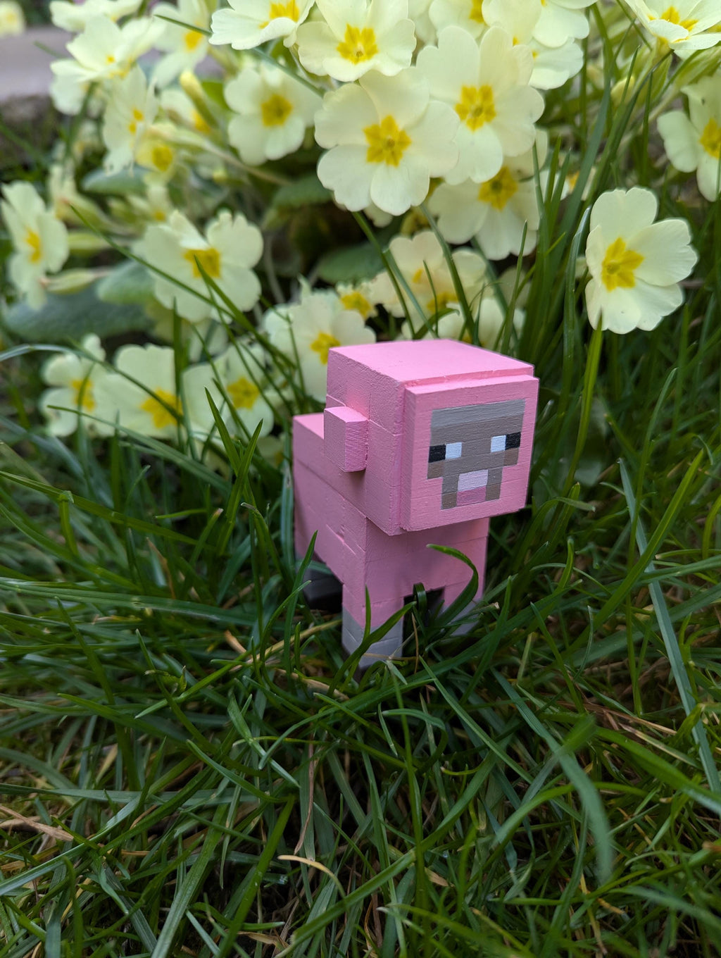 Wooden block Minecraft inspired hand painted Sheep.