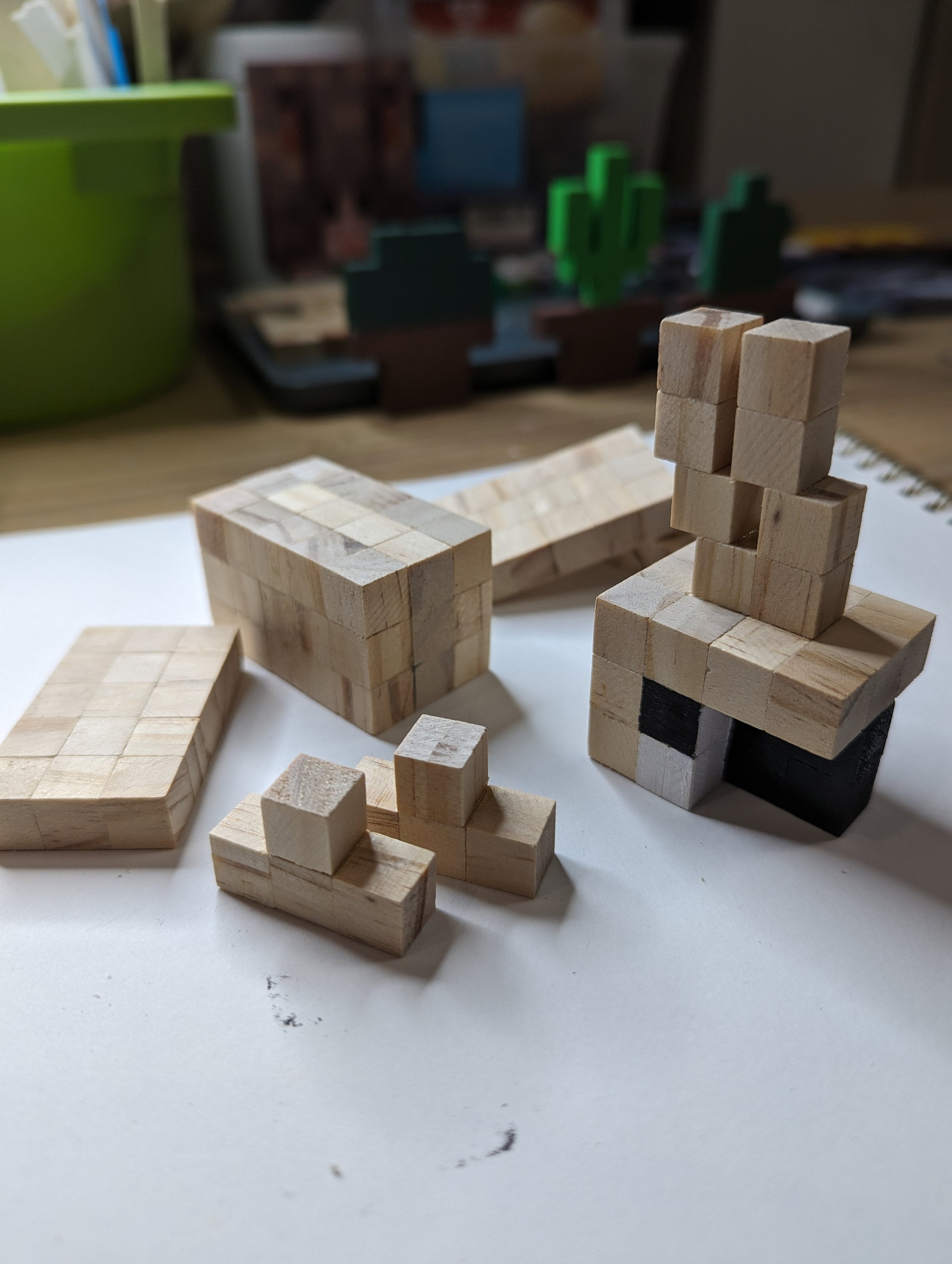 Wooden block Minecraft inspired hand painted Cockatiel, parrot/bird.