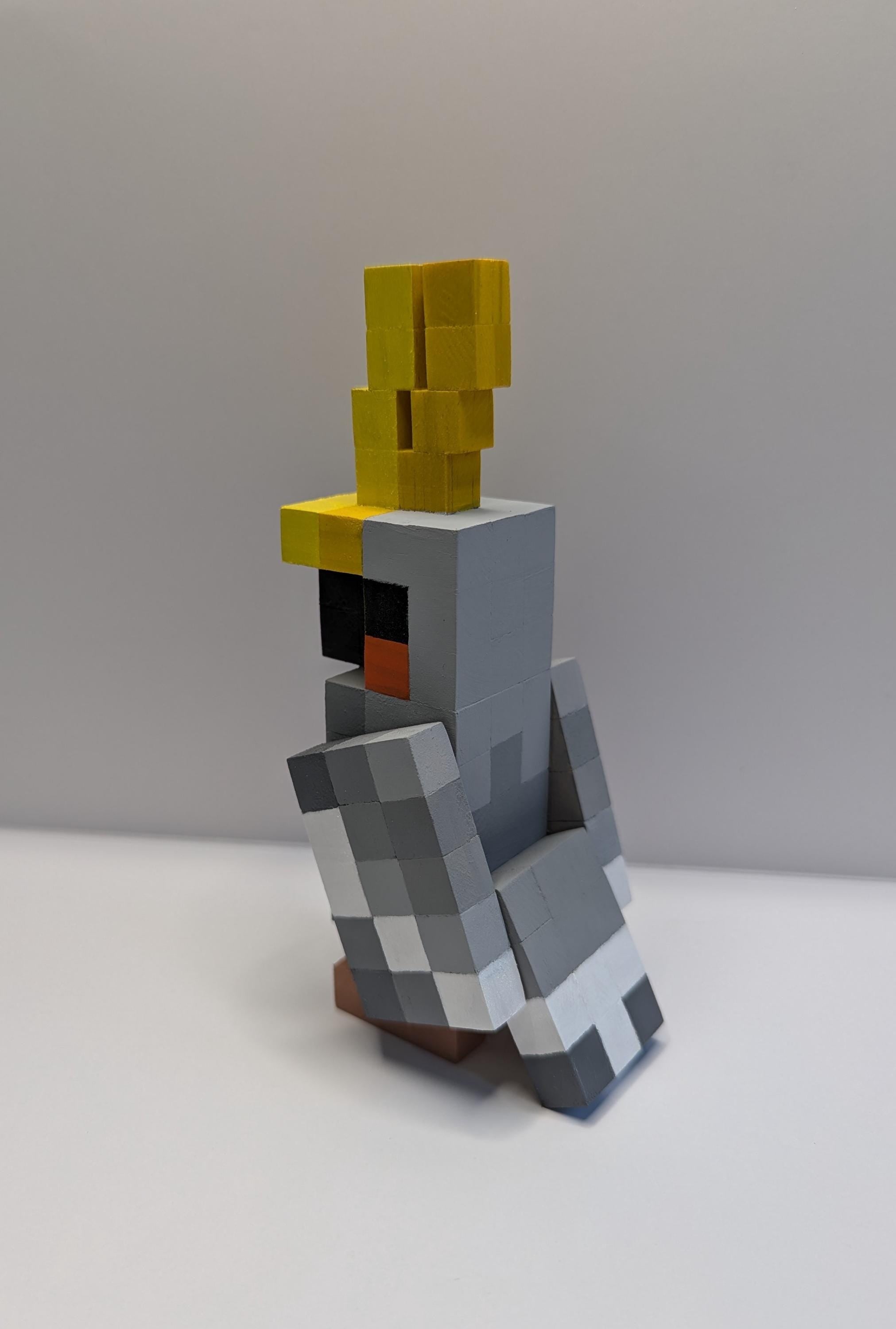 Wooden block Minecraft inspired hand painted Cockatiel, parrot/bird.