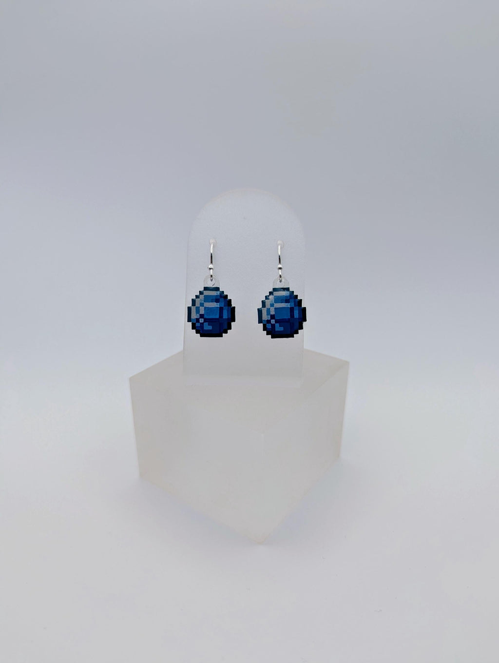 Diamond Pixel Drop Earrings ~ Sterling Silver ~ Handmade Gamer Gift for Her