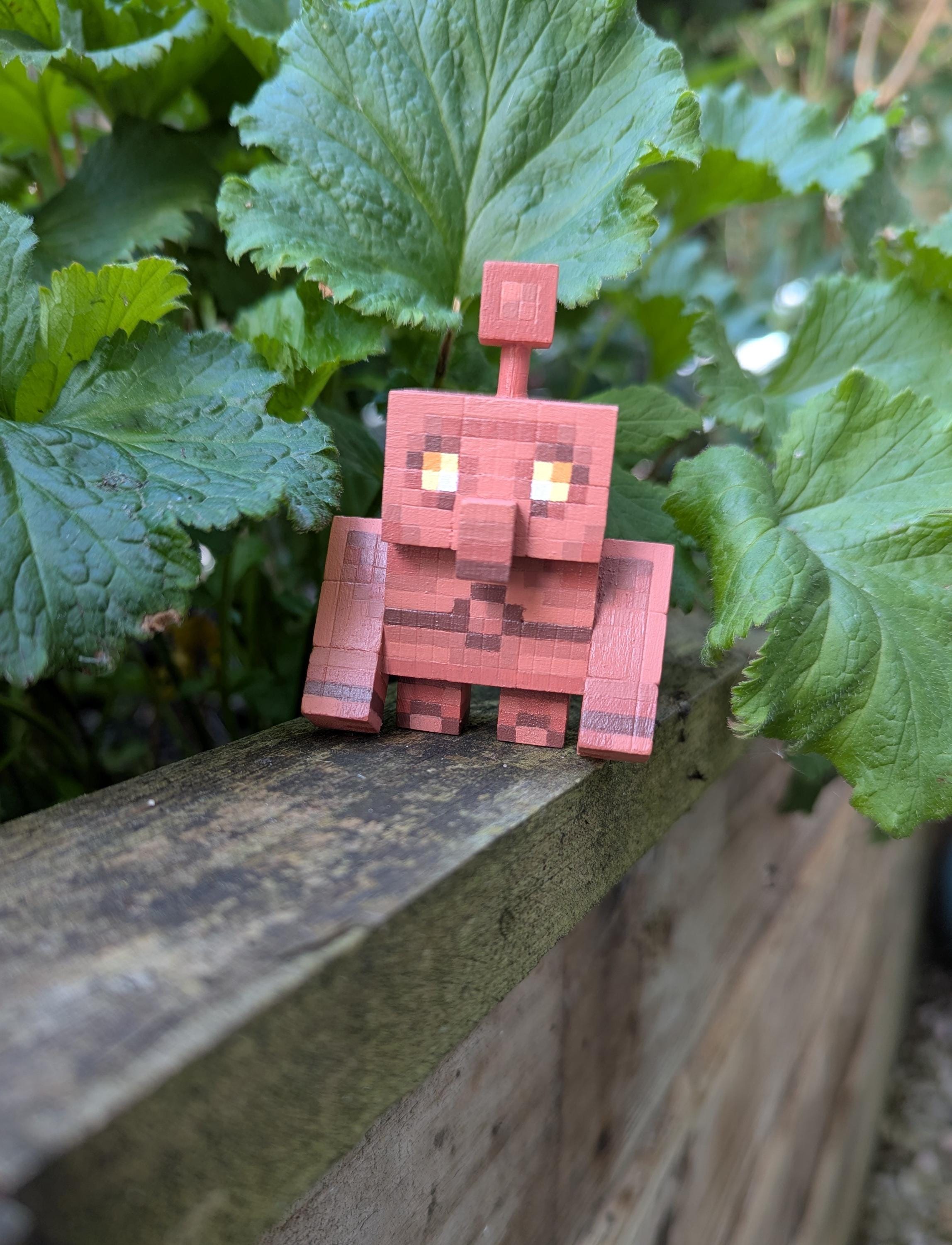 Copper Golem made from wooden blocks. Hand painted and now you can spin his head round.
