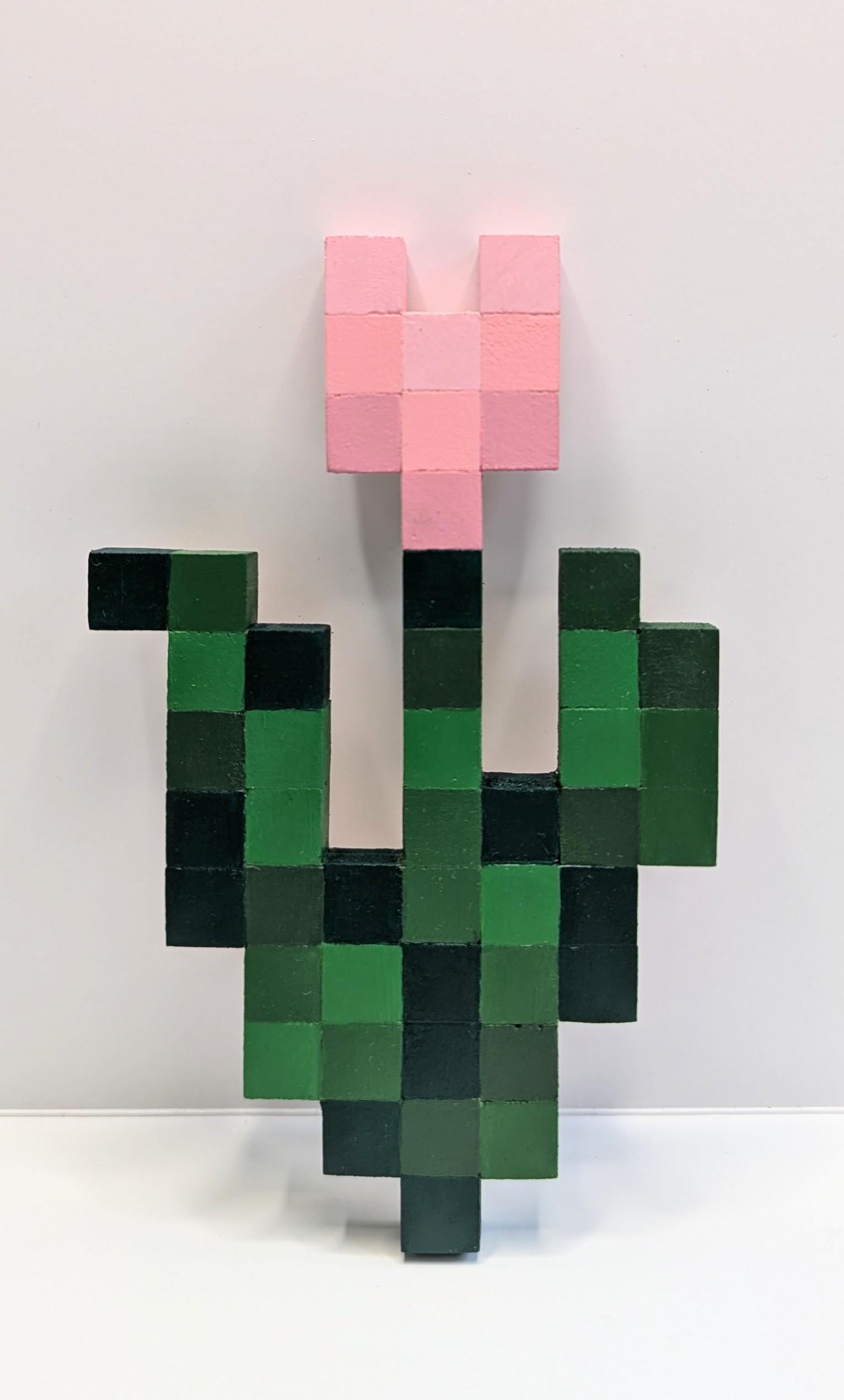 Handcrafted Minecraft Flowers Wall Art - Large Wooden Pixel Art Decor