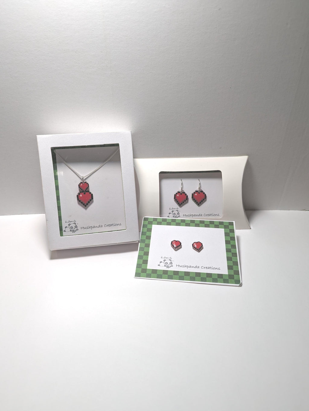 Pixel Heart Pendant ~ Sterling Silver Chain ~ Handmade Gamer Gift for Her