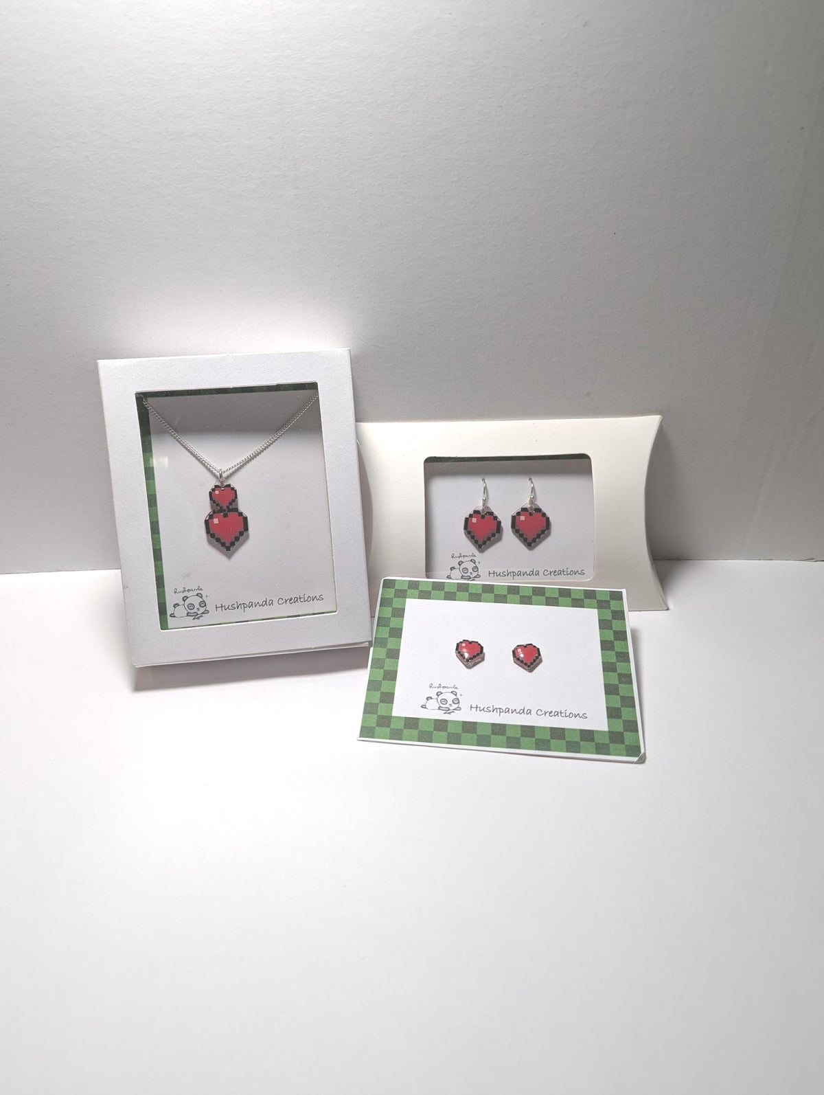 Pixel Heart Pendant ~ Sterling Silver Chain ~ Handmade Gamer Gift for Her