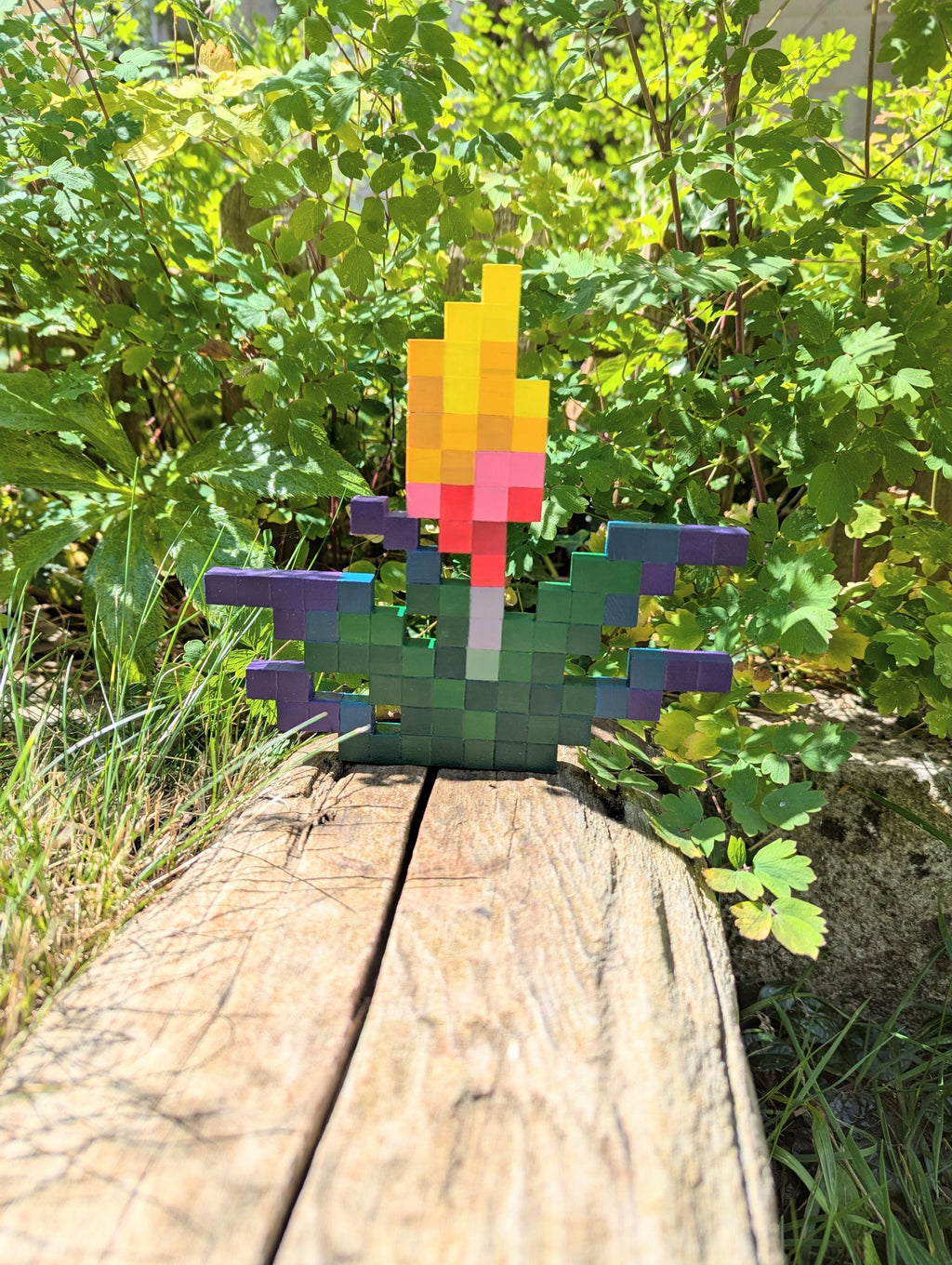 The Torch Flower. Minecraft inspired hand painted wall art.