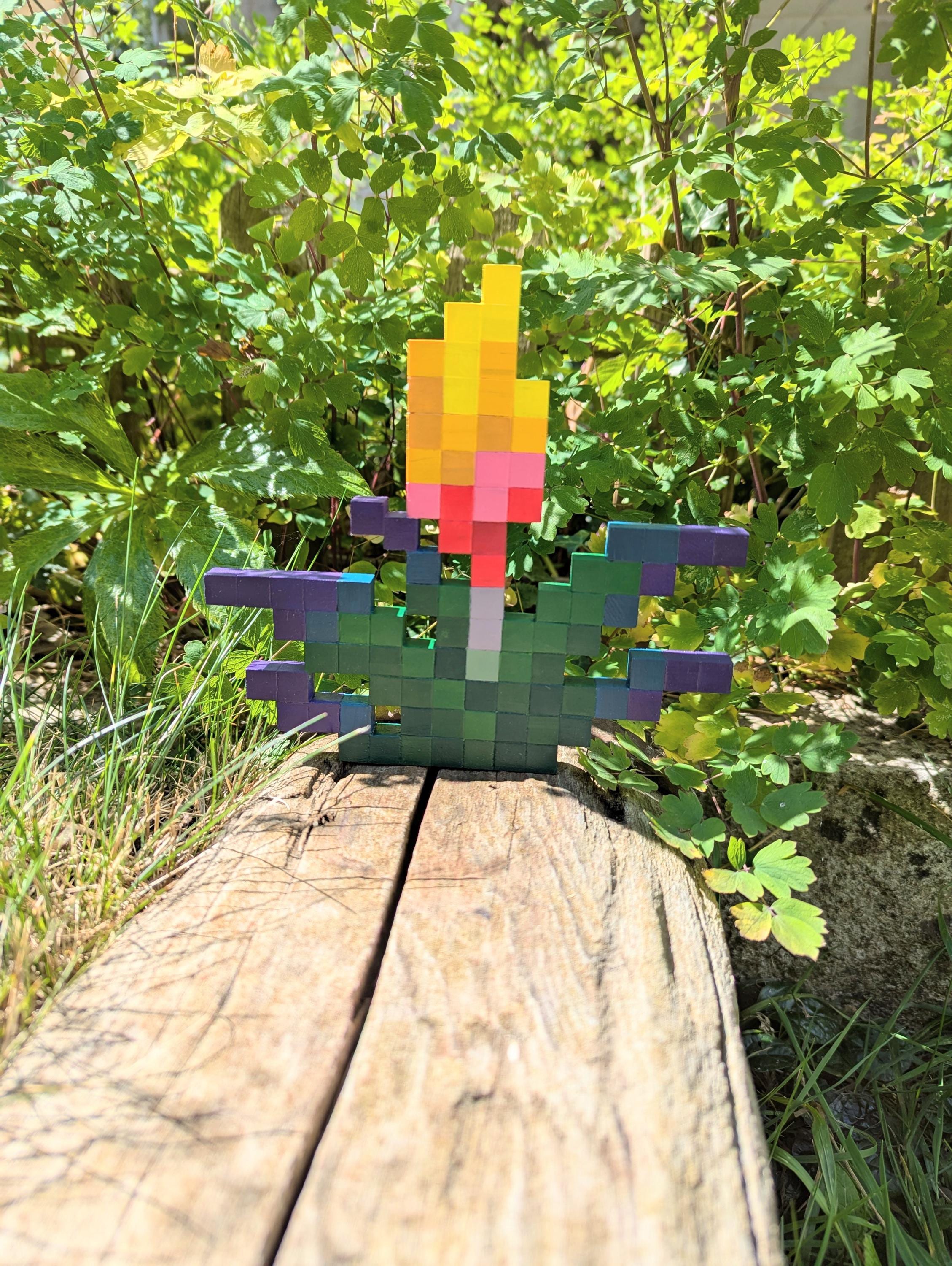 The Torch Flower. Minecraft inspired hand painted wall art.