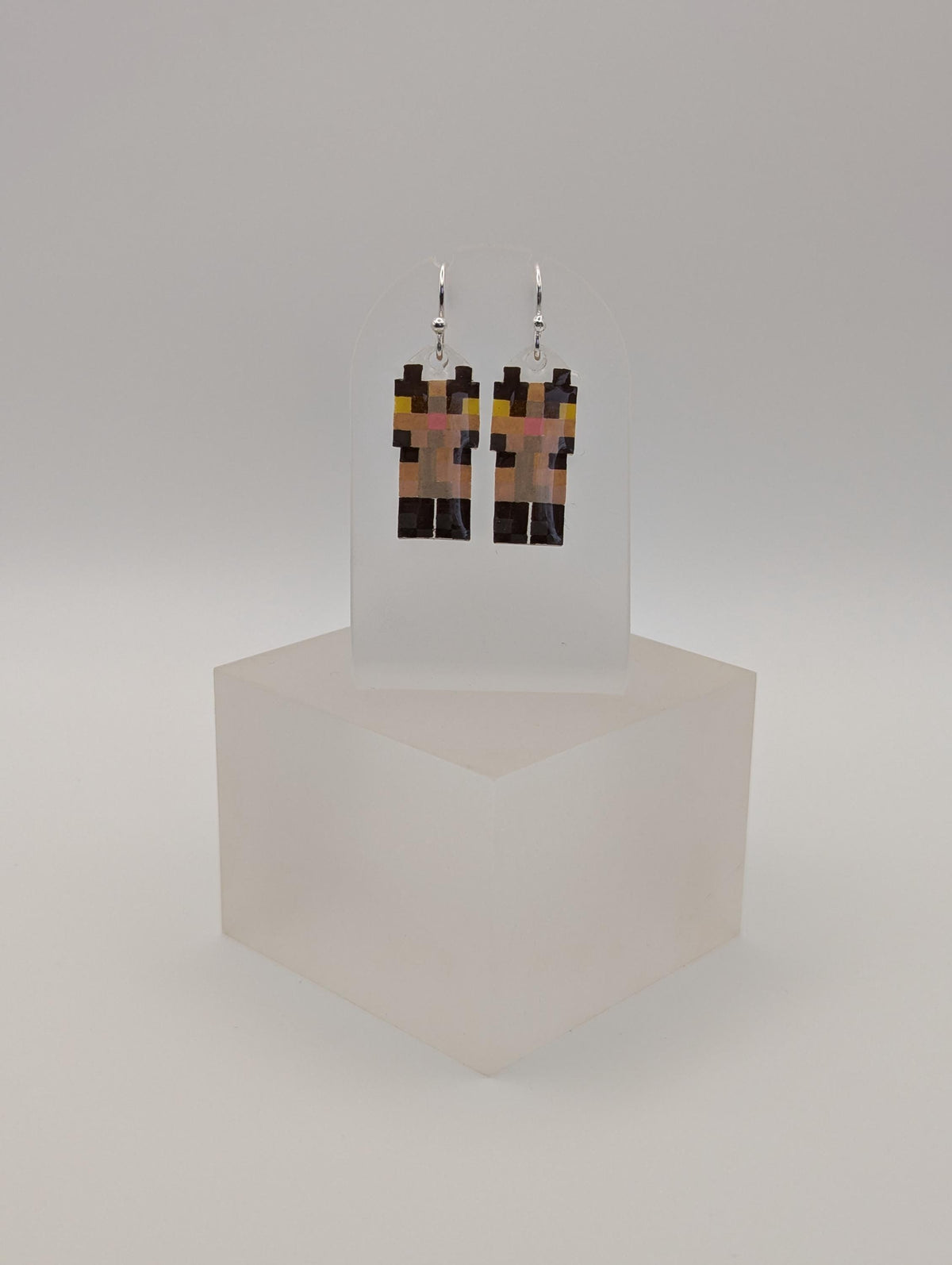 Pixel Drop Minecraft Cats Earrings ~ Sterling Silver ~ Handmade Gamer Gift for Her