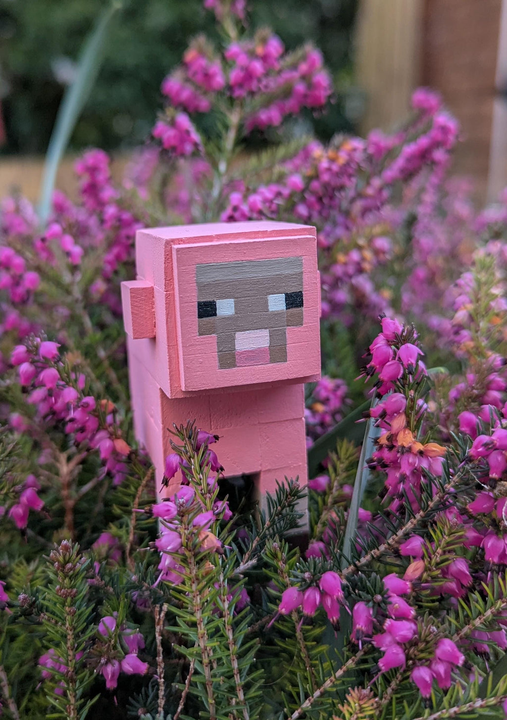 Wooden block Minecraft inspired hand painted Sheep.