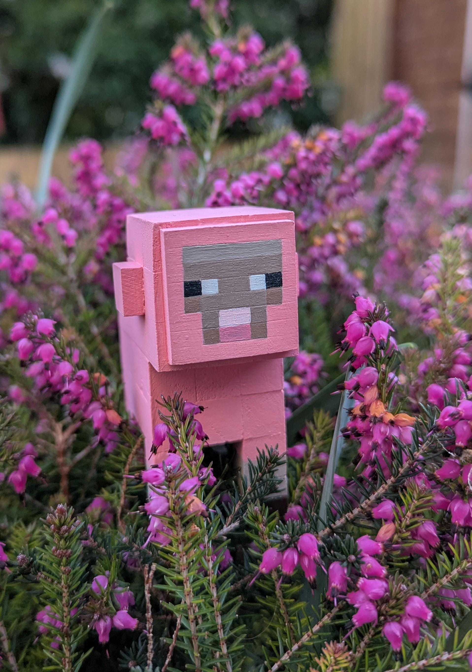 Wooden block Minecraft inspired hand painted Sheep.