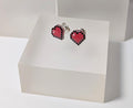 Pixel Heart Stud Earrings ~ Sterling Silver ~ Handmade Gamer Gift for Her on Valentines day