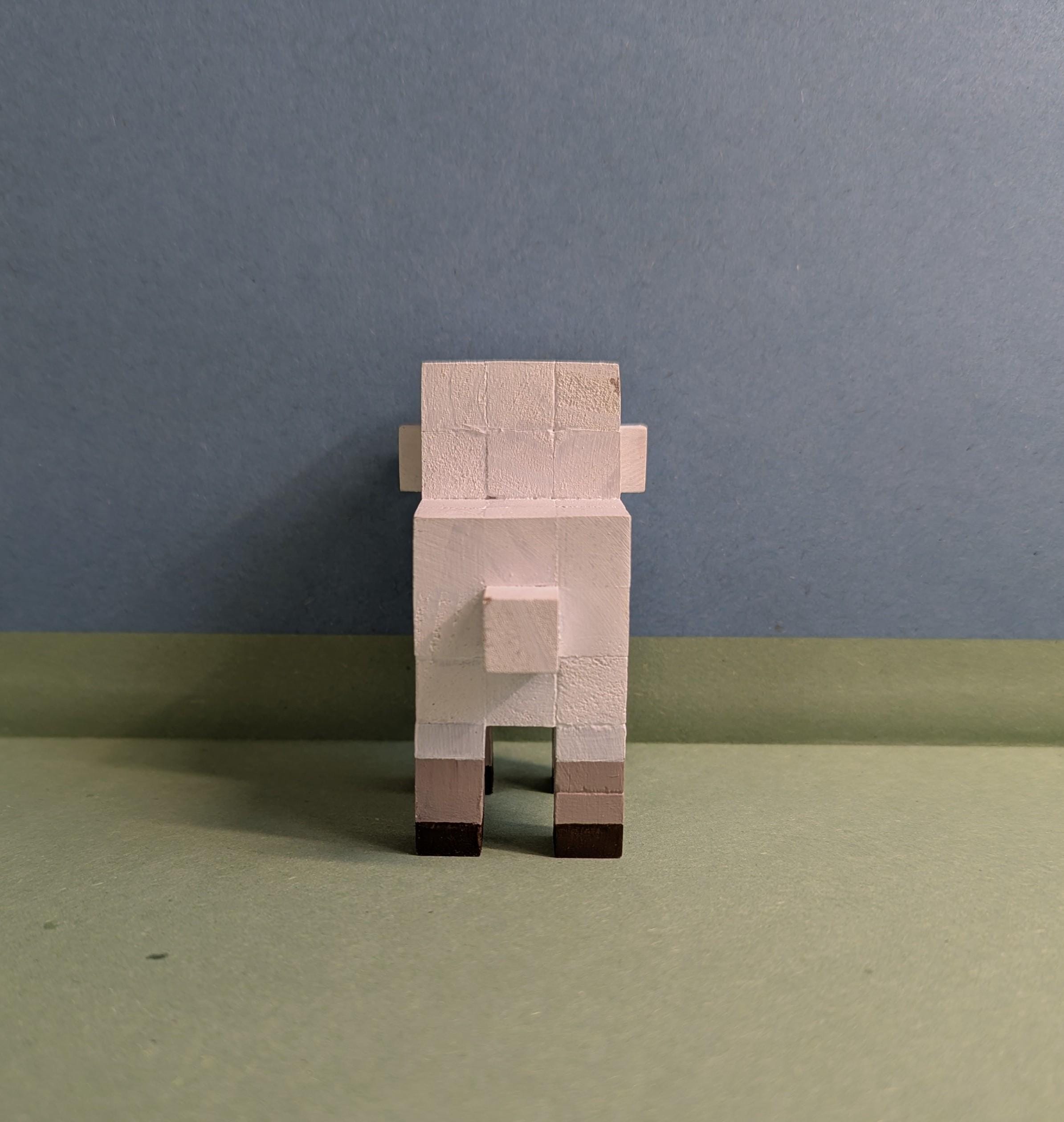 Wooden block Minecraft inspired hand painted Sheep.