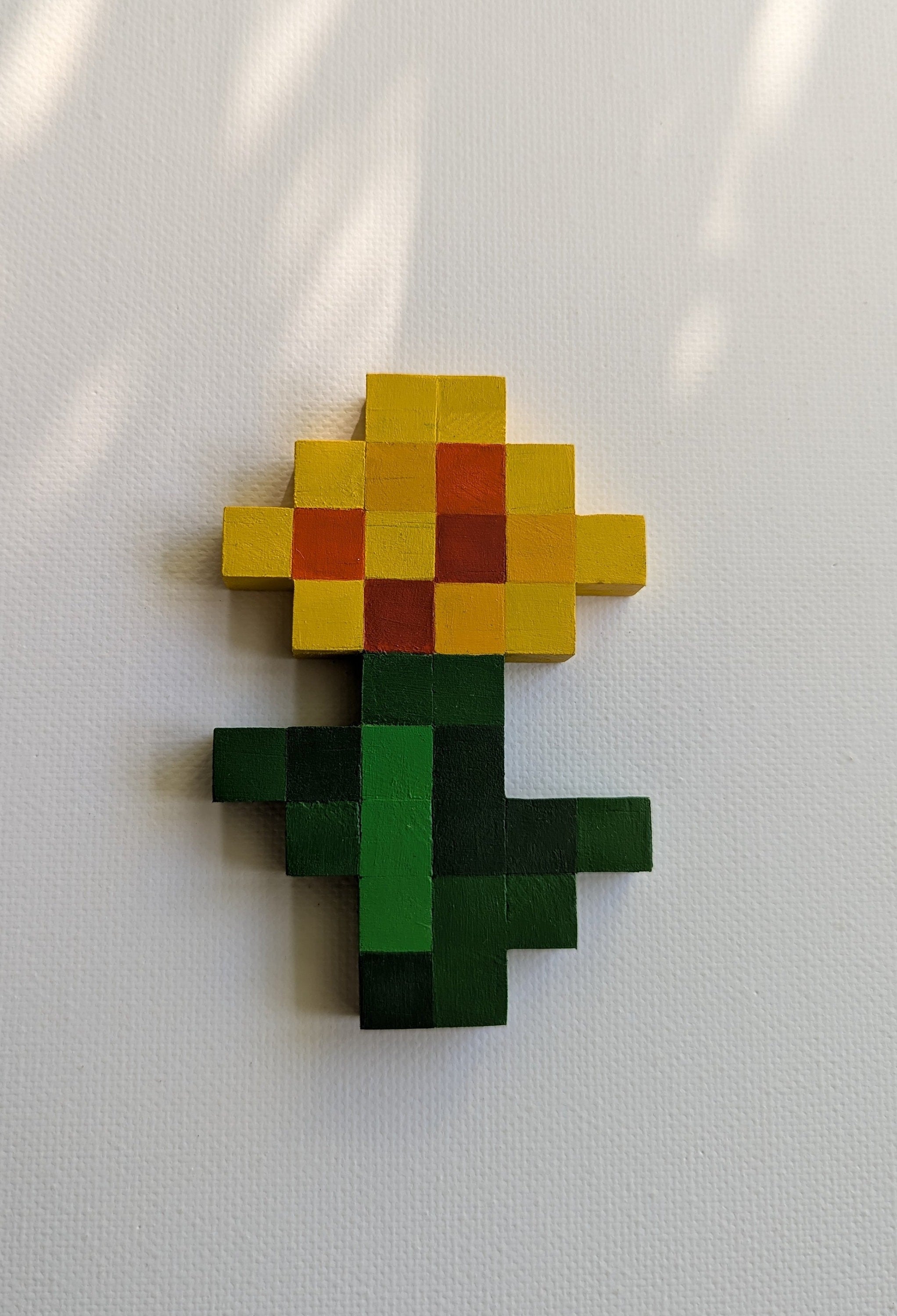 Handcrafted Minecraft Flowers Wall Art - Small Wooden Pixel Art Decor