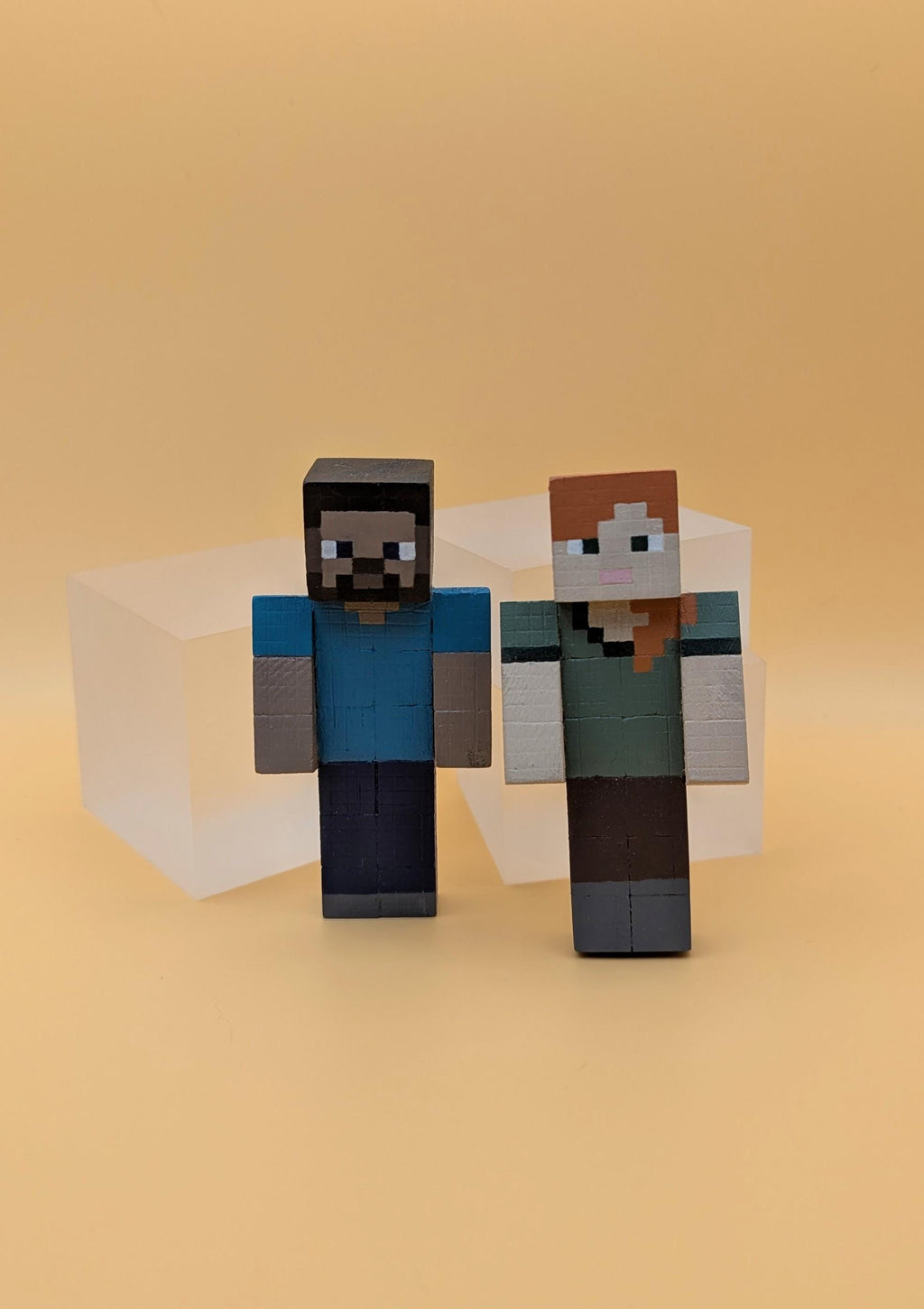 Your own custom skins. Wooden Minecraft inspired figures