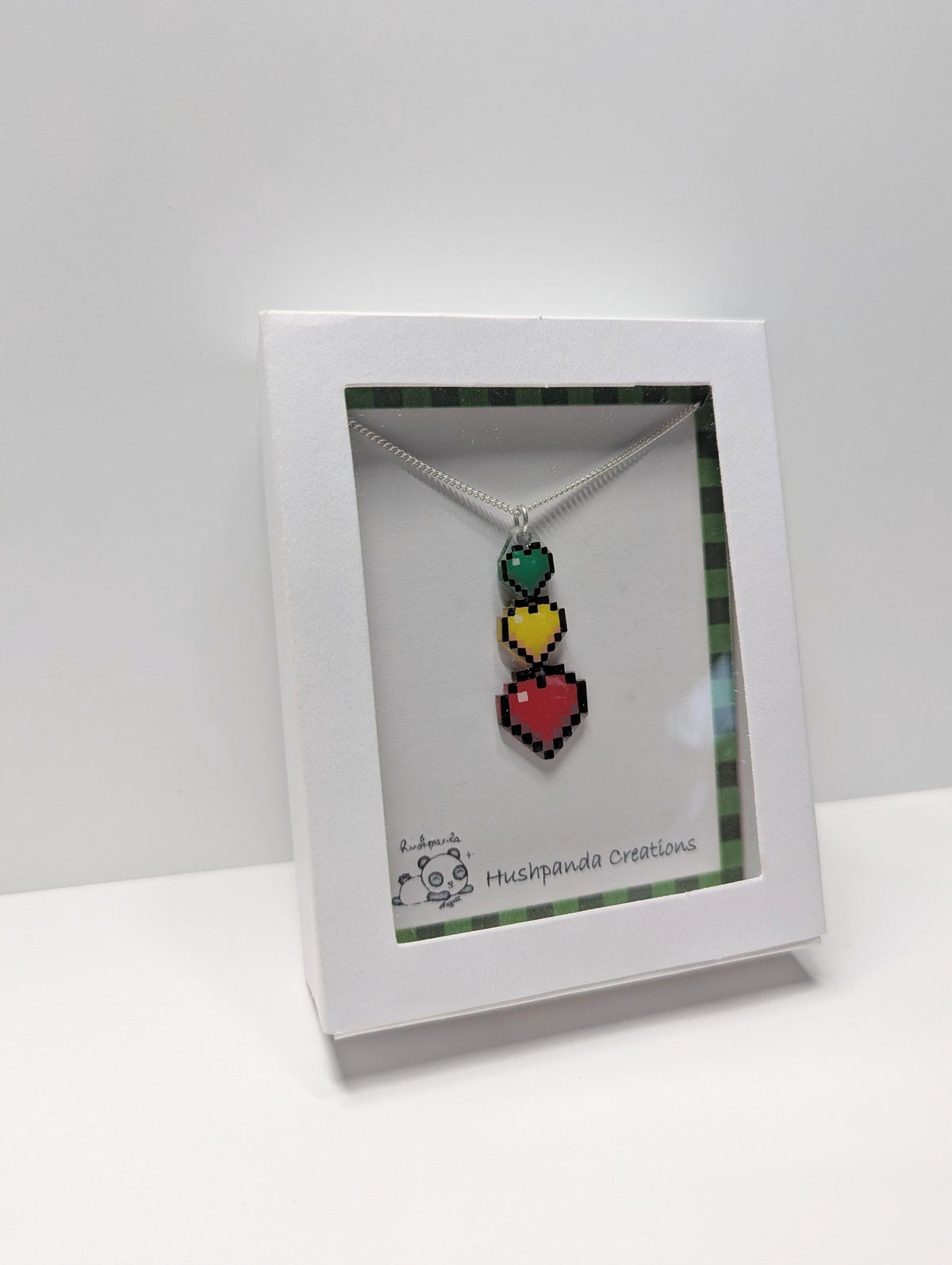 Pixel 3 Heart Life Series Pendant ~ Sterling Silver Chain ~ Handmade Gamer Gift for Her