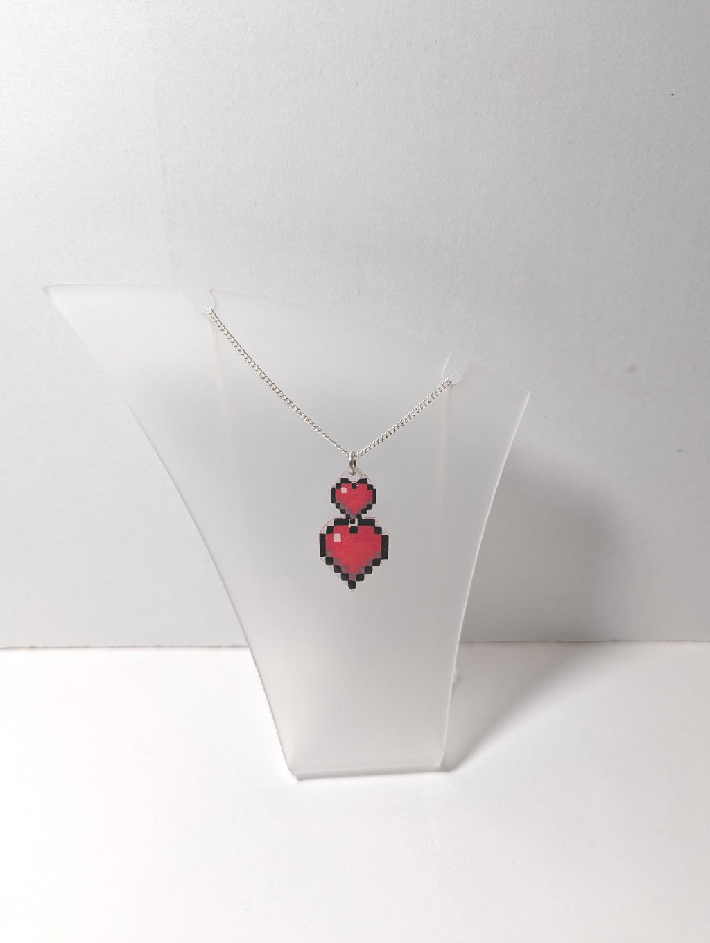 Pixel Heart Pendant ~ Sterling Silver Chain ~ Handmade Gamer Gift for Her