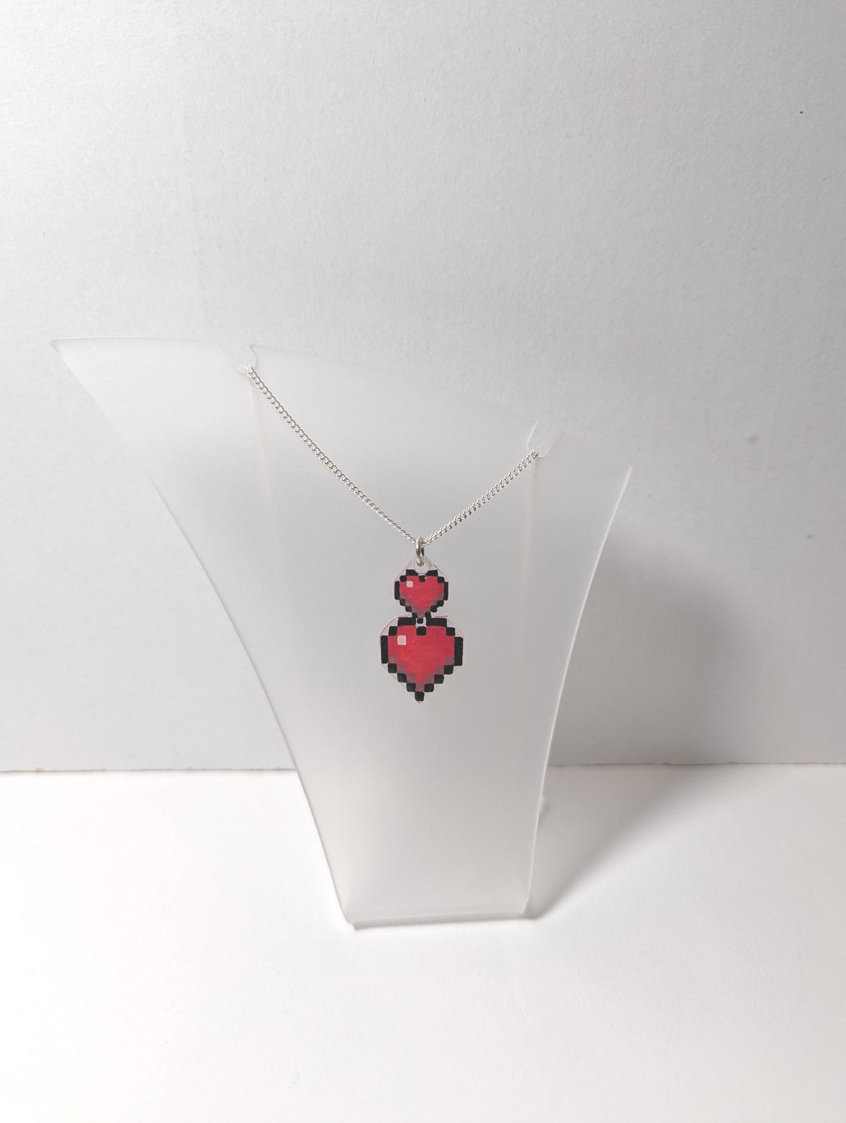 Pixel Heart Pendant ~ Sterling Silver Chain ~ Handmade Gamer Gift for Her