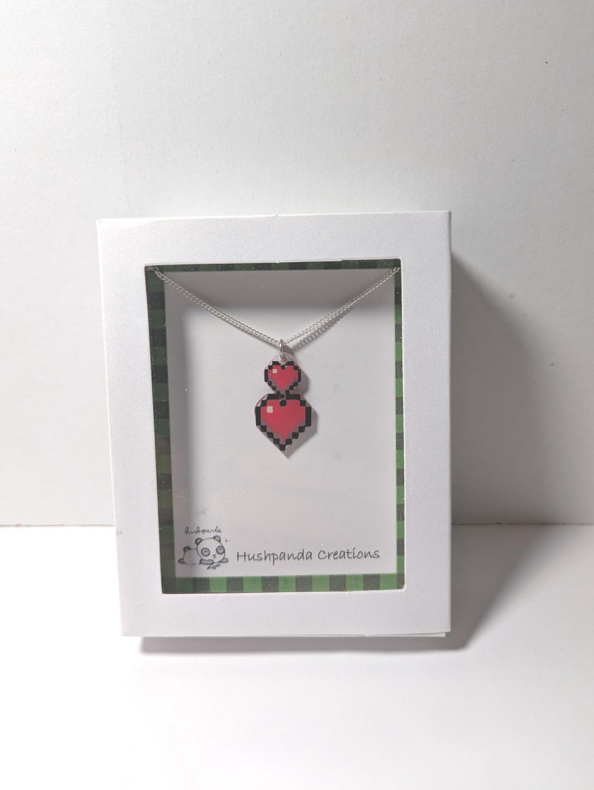 Pixel Heart Pendant ~ Sterling Silver Chain ~ Handmade Gamer Gift for Her