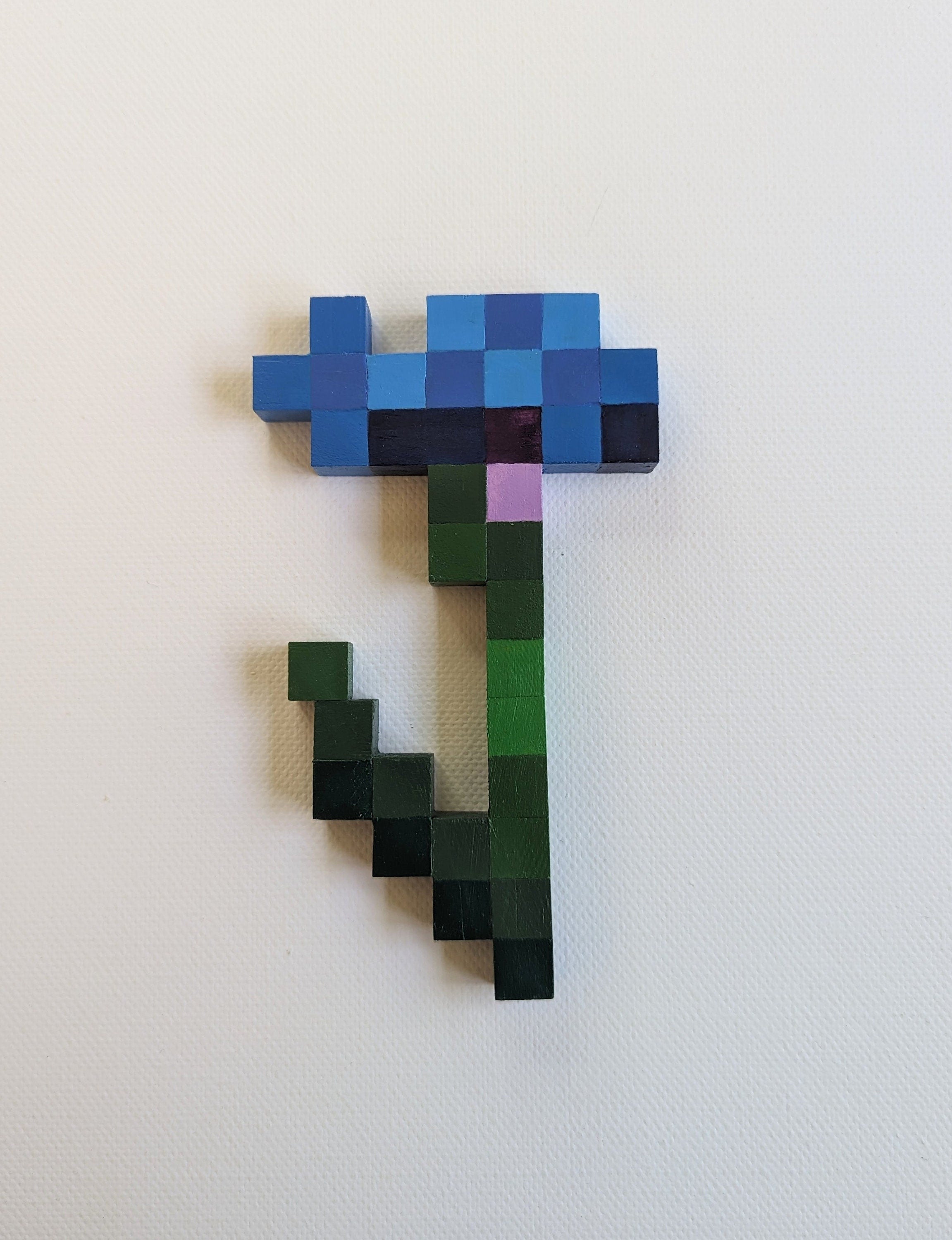 Handcrafted Minecraft Flowers Wall Art - Small Wooden Pixel Art Decor
