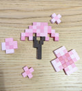 Wooden block Minecraft inspired hand painted wall art Cherry Tree and 4 blossom flowers