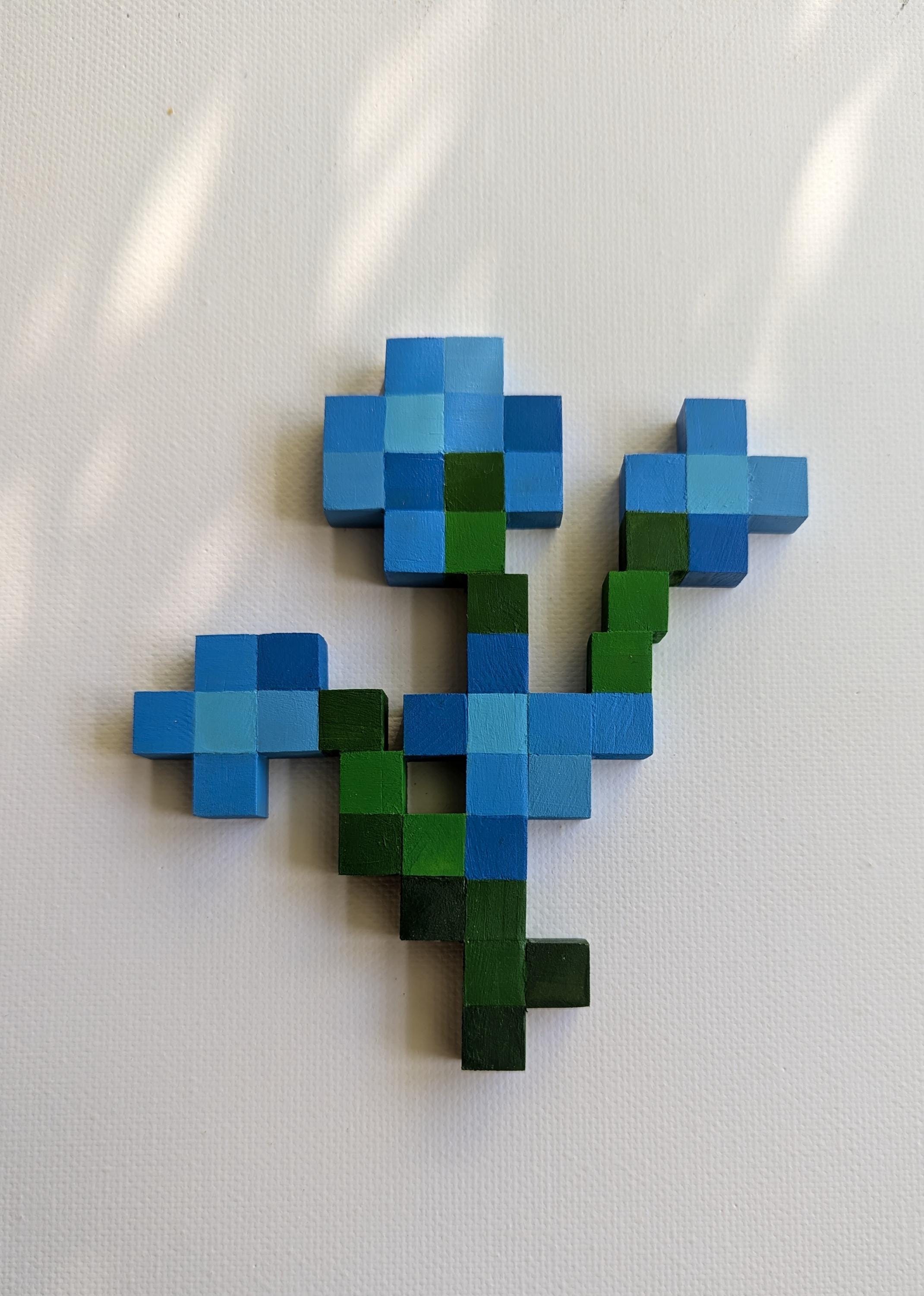 Handcrafted Minecraft Flowers Wall Art - Large Wooden Pixel Art Decor
