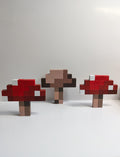 Wooden block Minecraft wall art, set of 3 hand painted mushrooms