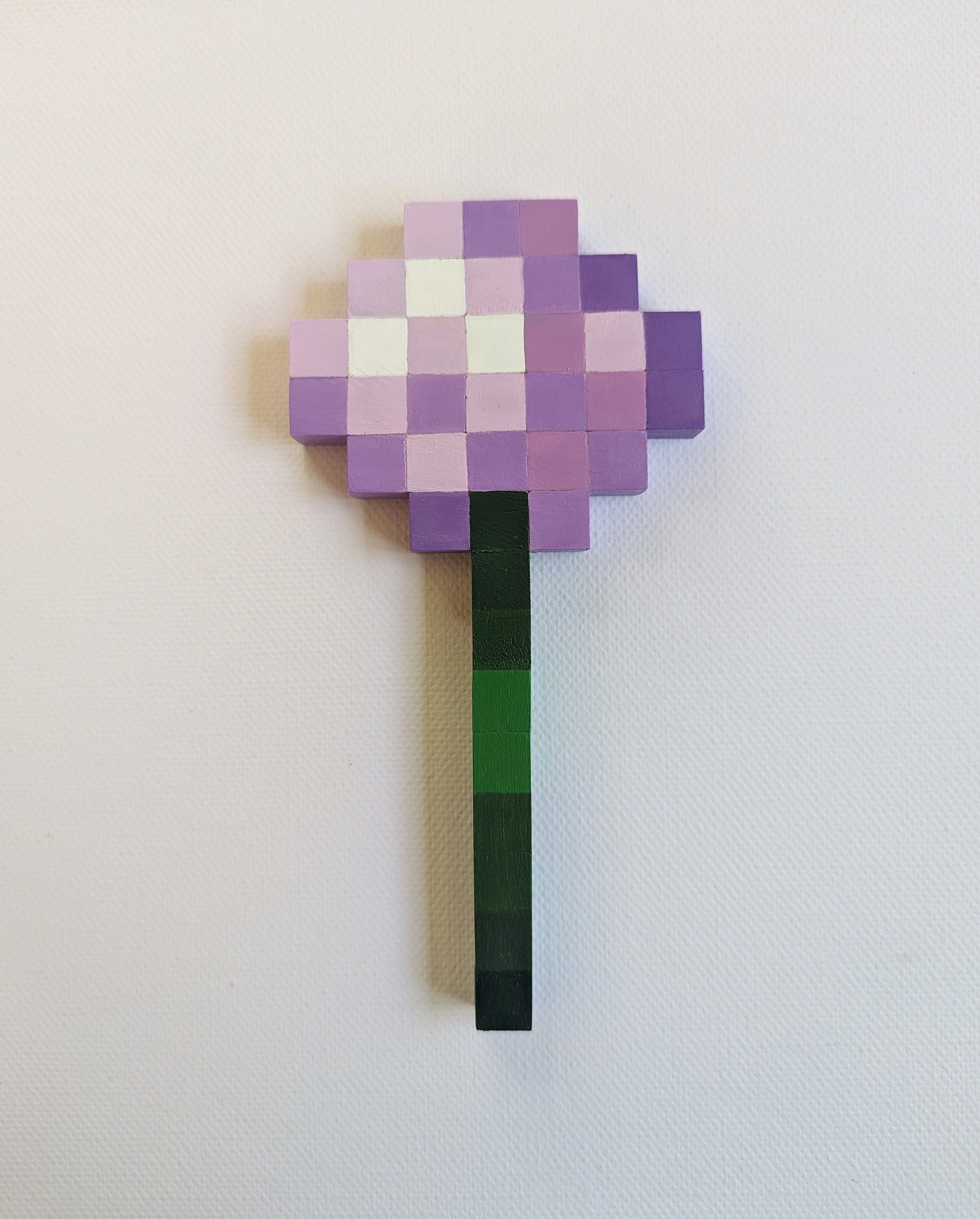 Handcrafted Minecraft Flowers Wall Art - Small Wooden Pixel Art Decor
