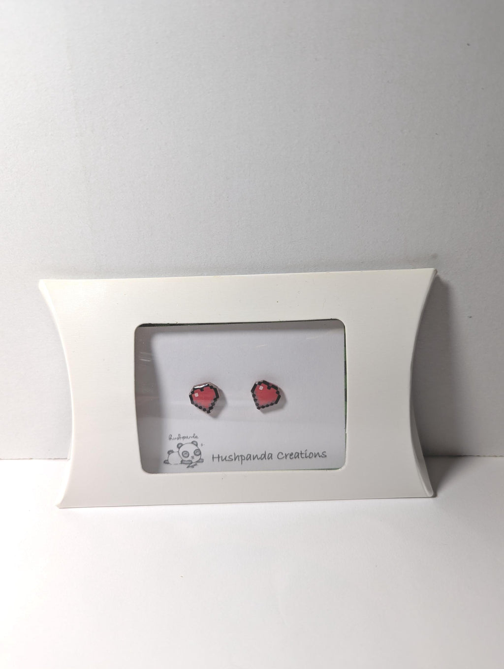 Pixel Heart Stud Earrings ~ Sterling Silver ~ Handmade Gamer Gift for Her on Valentines day
