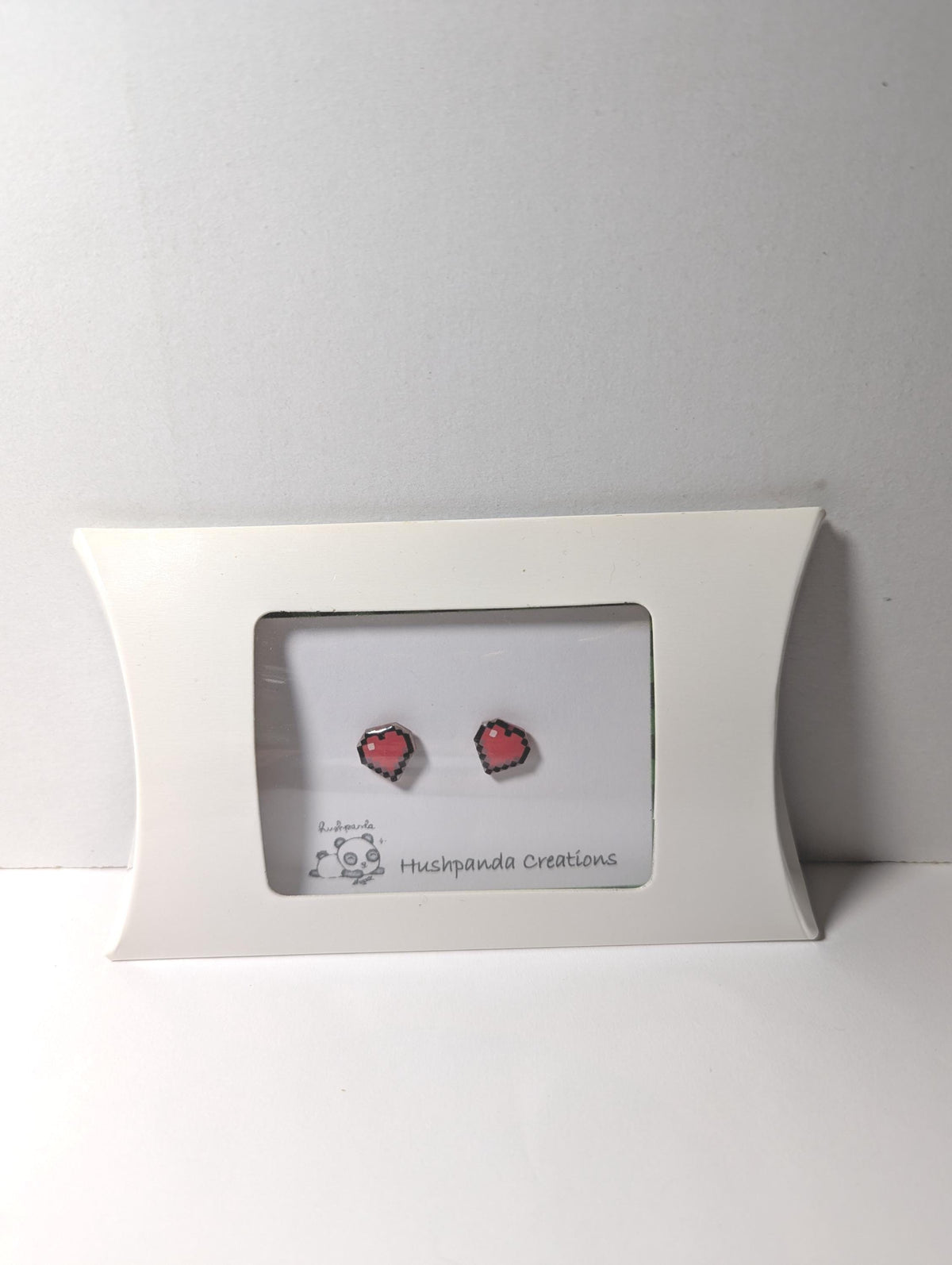 Pixel Heart Stud Earrings ~ Sterling Silver ~ Handmade Gamer Gift for Her on Valentines day