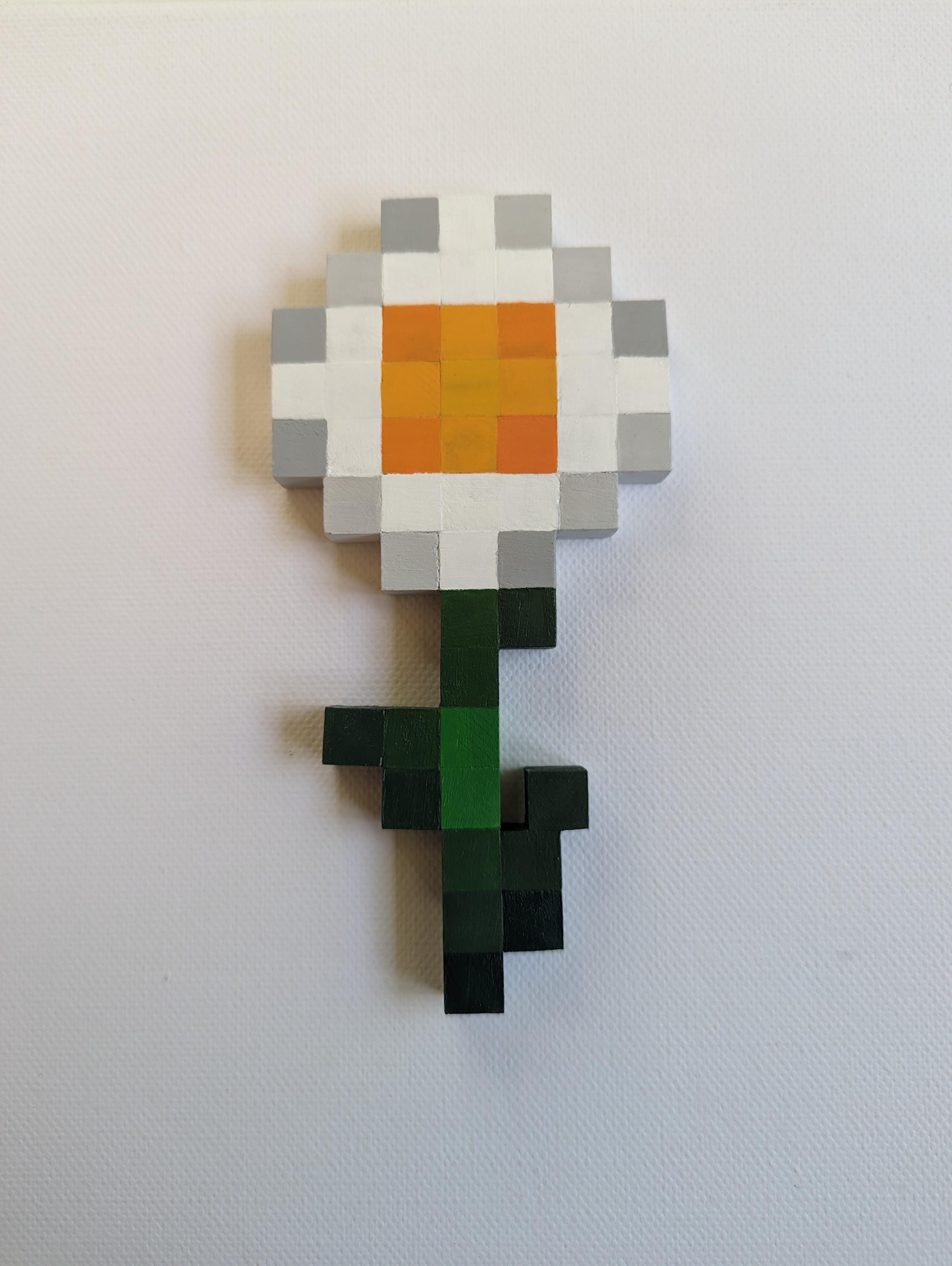 Handcrafted Minecraft Flowers Wall Art - Large Wooden Pixel Art Decor