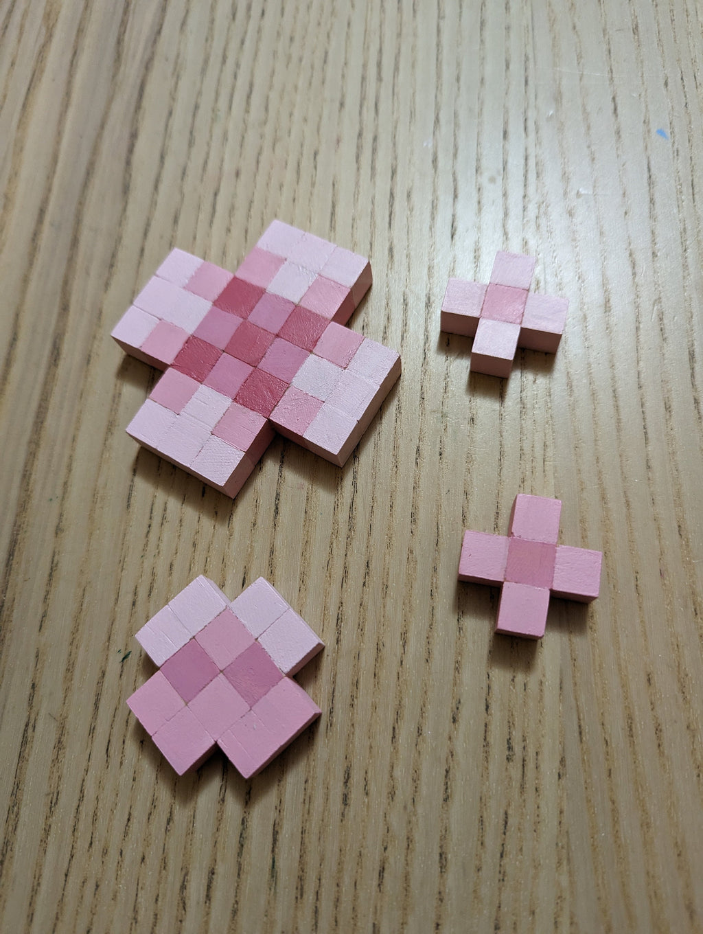 Wooden block Minecraft inspired hand painted wall art Cherry Tree and 4 blossom flowers