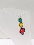 Pixel 3 Heart Life Series Pendant ~ Sterling Silver Chain ~ Handmade Gamer Gift for Her