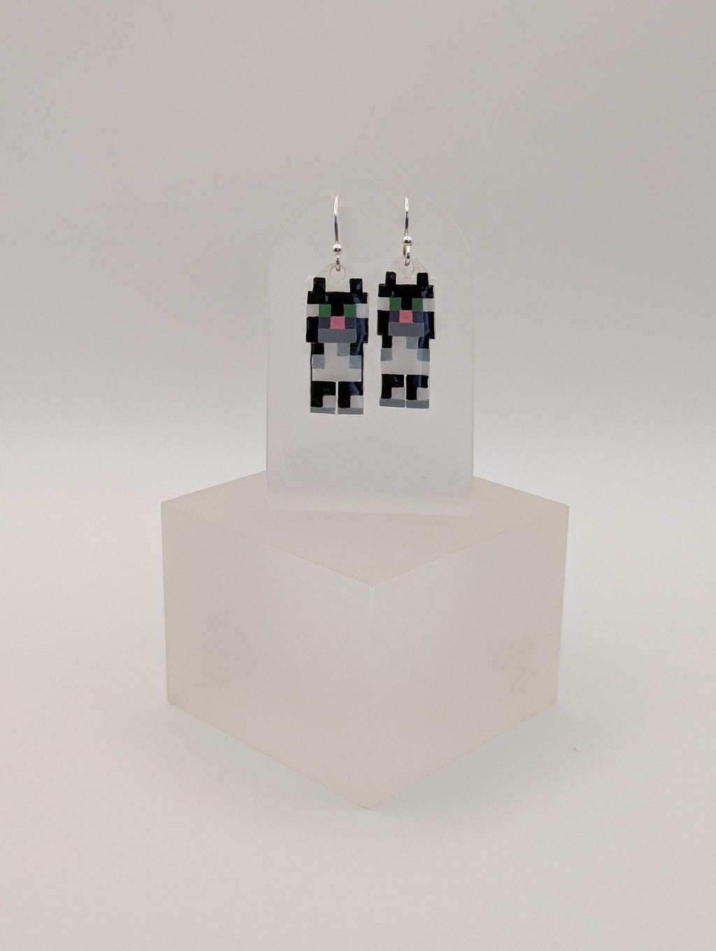 Pixel Drop Minecraft Cats Earrings ~ Sterling Silver ~ Handmade Gamer Gift for Her
