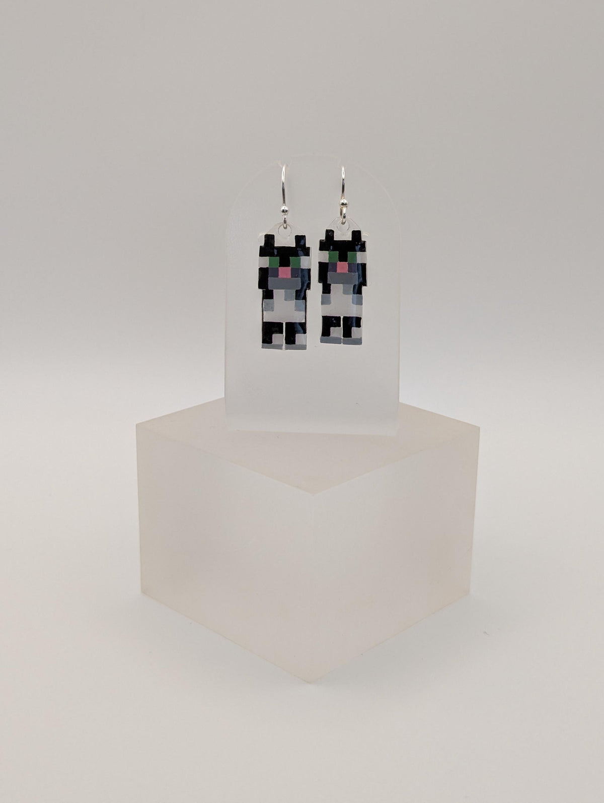 Pixel Drop Minecraft Cats Earrings ~ Sterling Silver ~ Handmade Gamer Gift for Her