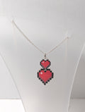 Pixel Heart Pendant ~ Sterling Silver Chain ~ Handmade Gamer Gift for Her