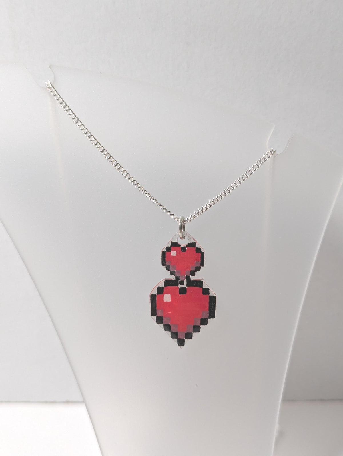 Pixel Heart Pendant ~ Sterling Silver Chain ~ Handmade Gamer Gift for Her