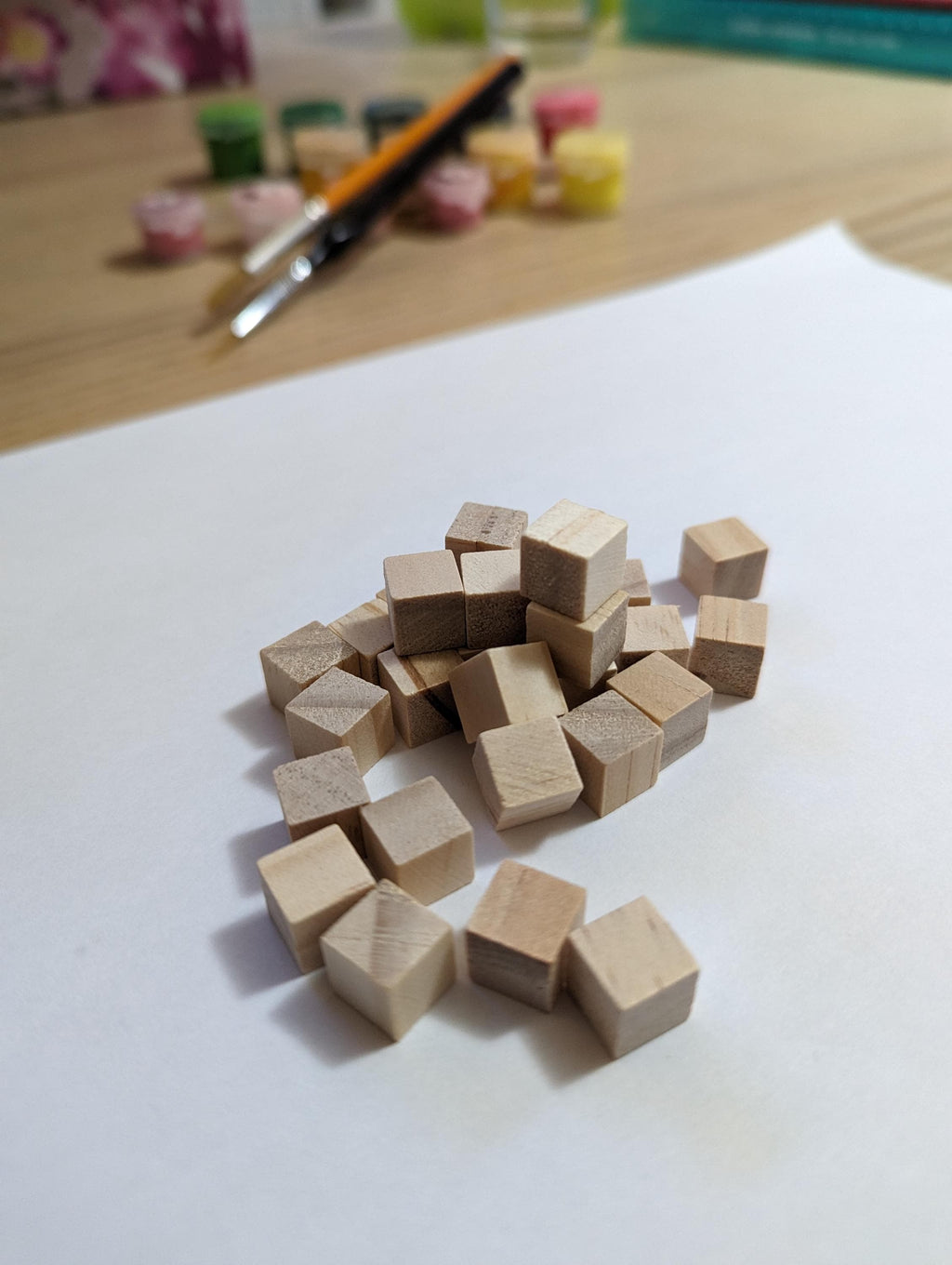 Wooden block Minecraft inspired hand painted Axolotl face.