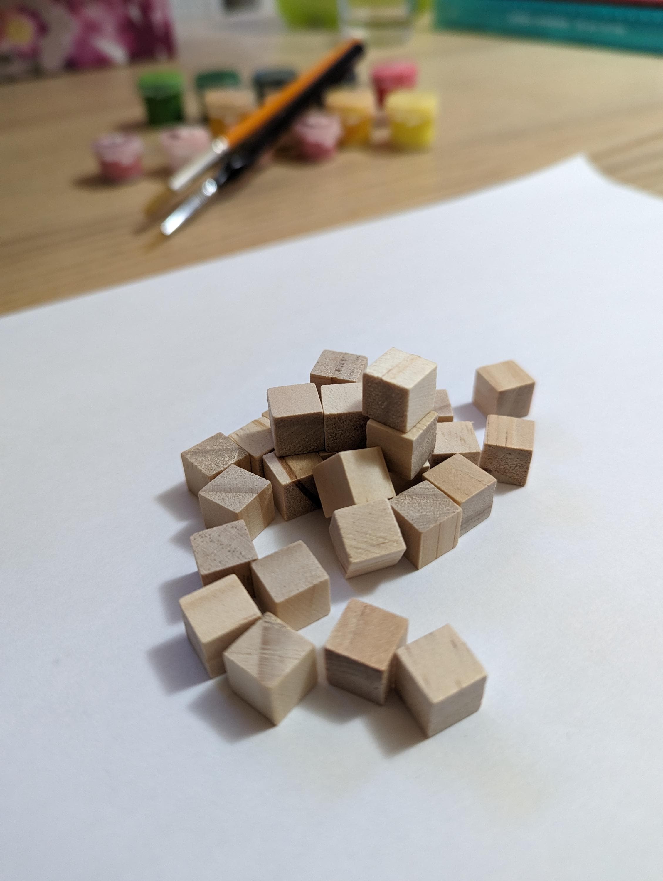 Wooden block Minecraft inspired hand painted Axolotl face.