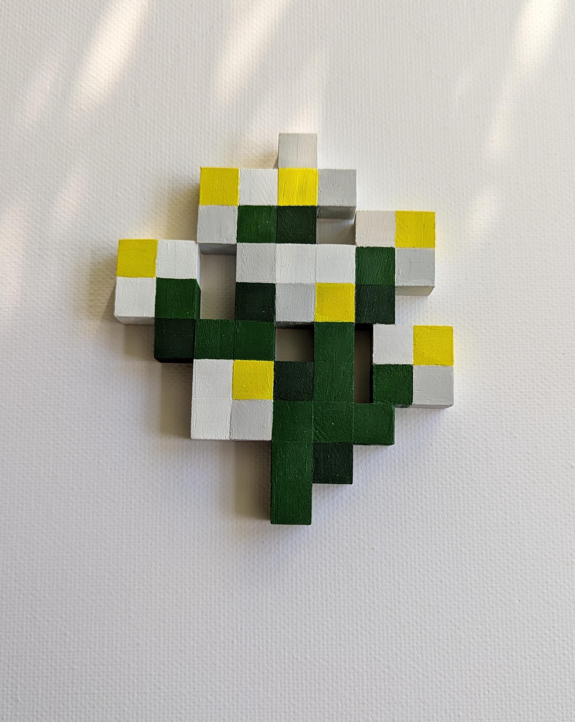 Handcrafted Minecraft Flowers Wall Art - Large Wooden Pixel Art Decor