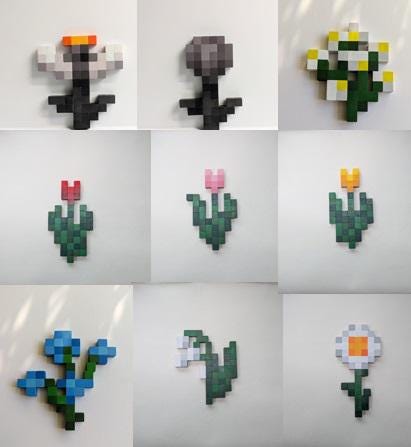 Handcrafted Minecraft Flowers Wall Art - Large Wooden Pixel Art Decor