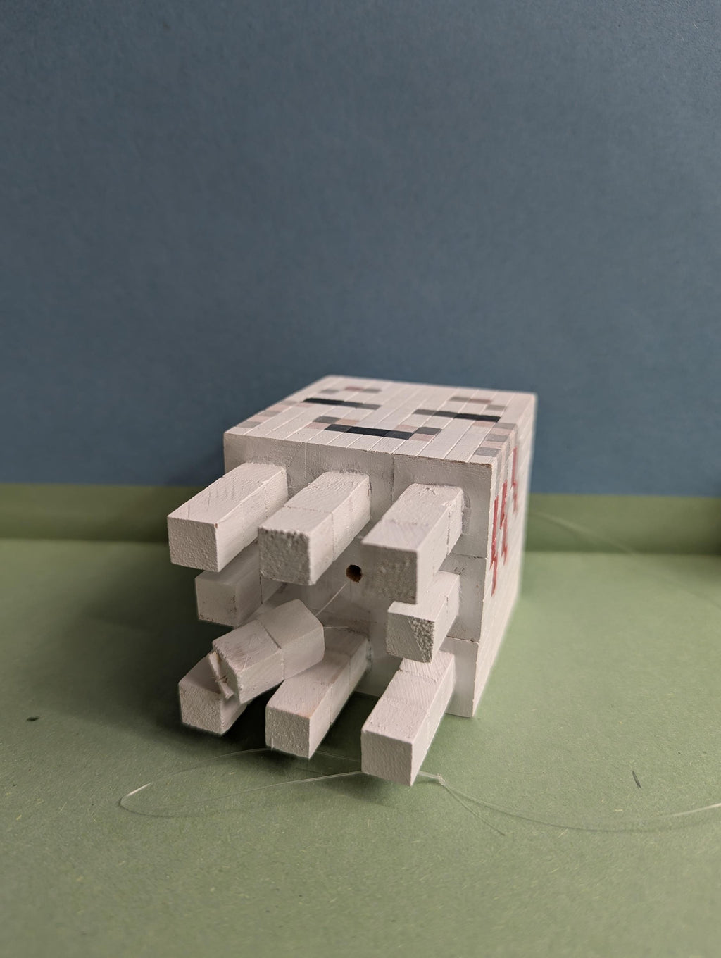 Wooden block Minecraft inspired hand painted Ghastling.