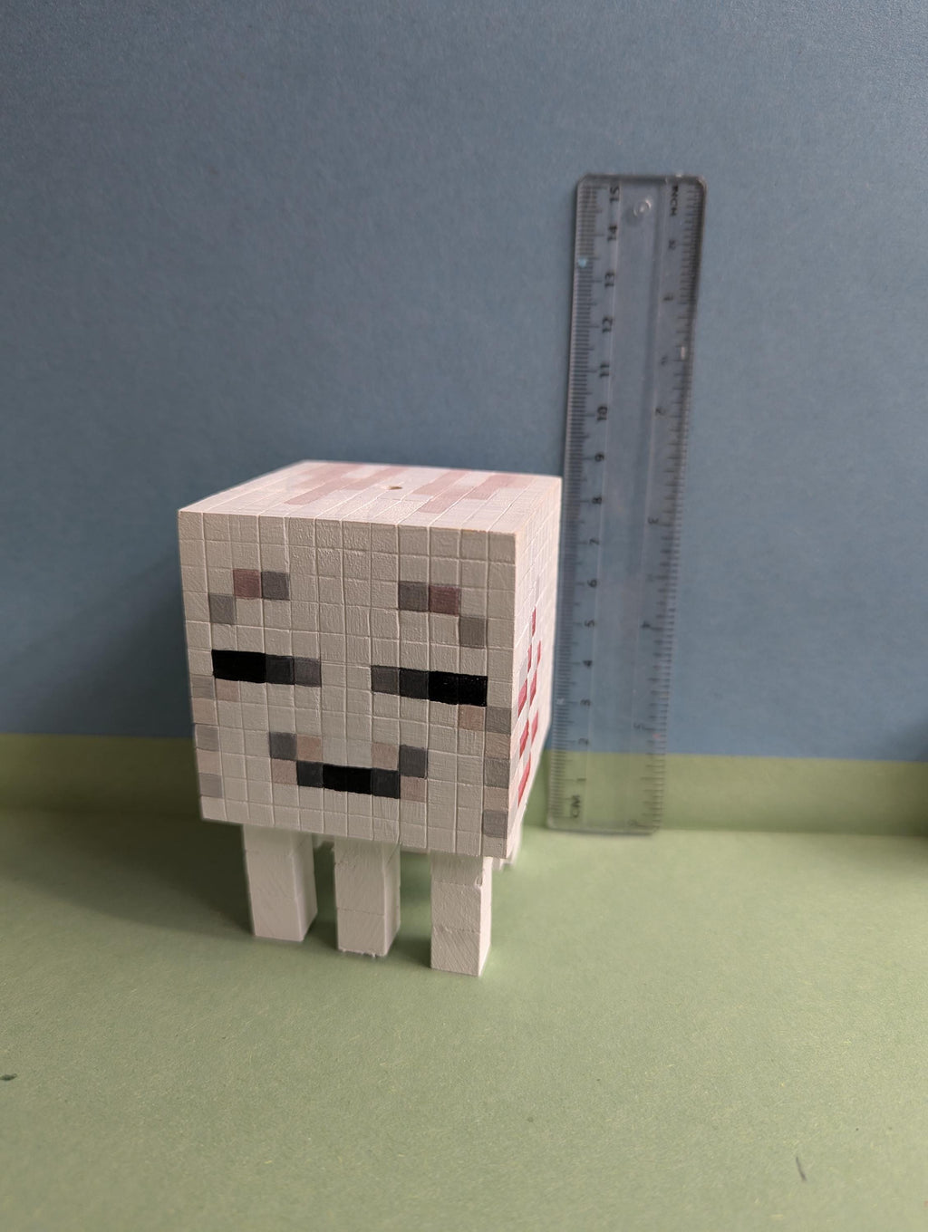 Wooden block Minecraft inspired hand painted Ghastling.