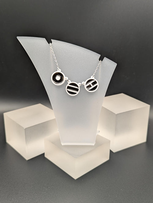 BTS Arirang inspired Necklace ~ Three 3D printed symbols inlaid with resin on an 18 inch Stainless steel chain.