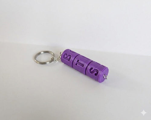 BTS inspired Keyring ~ 3D printed with the letter's BTS and the Arirang symbol sunken into each moving barrel.