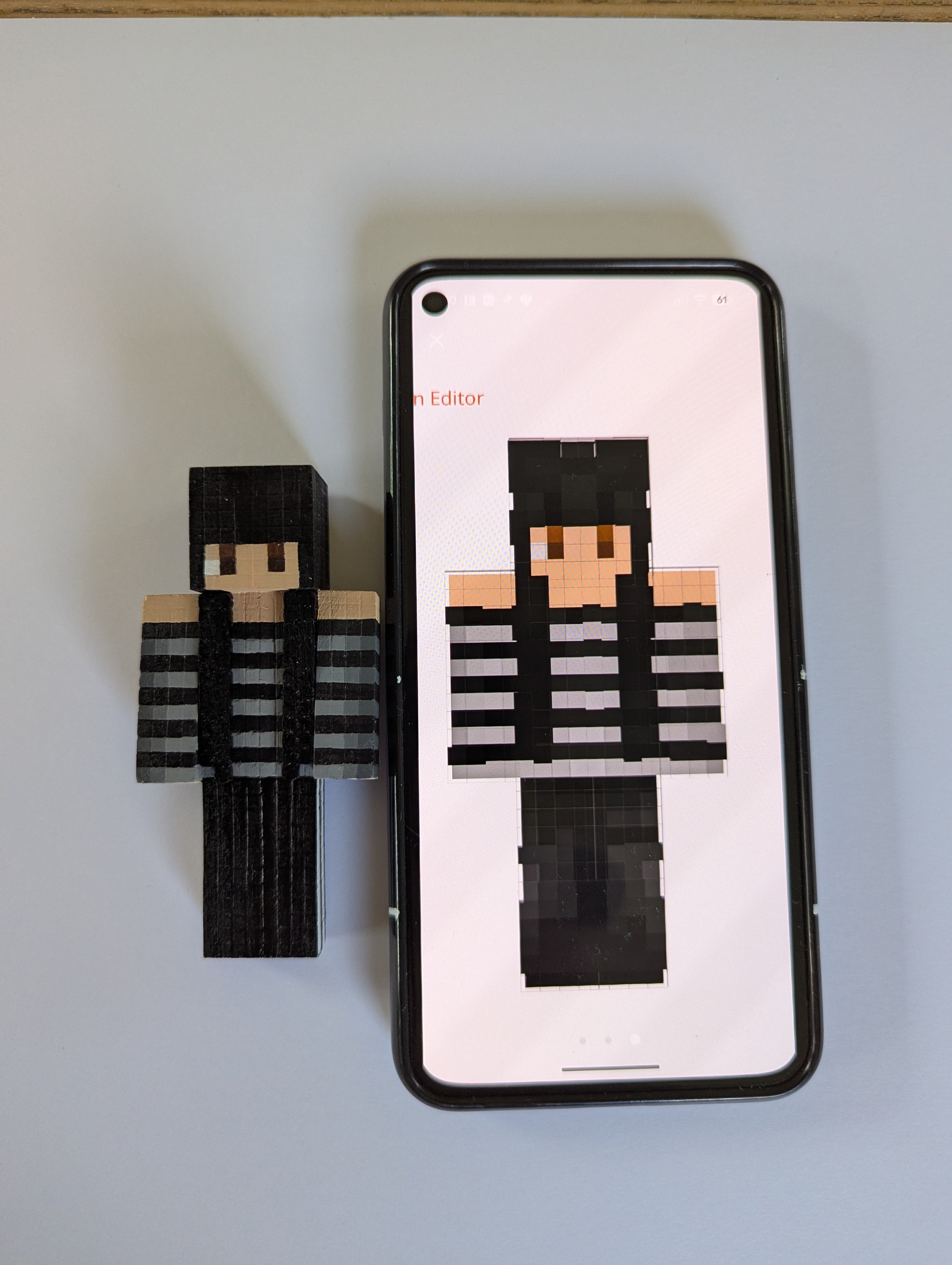 Your own custom skins. Wooden Minecraft inspired figures