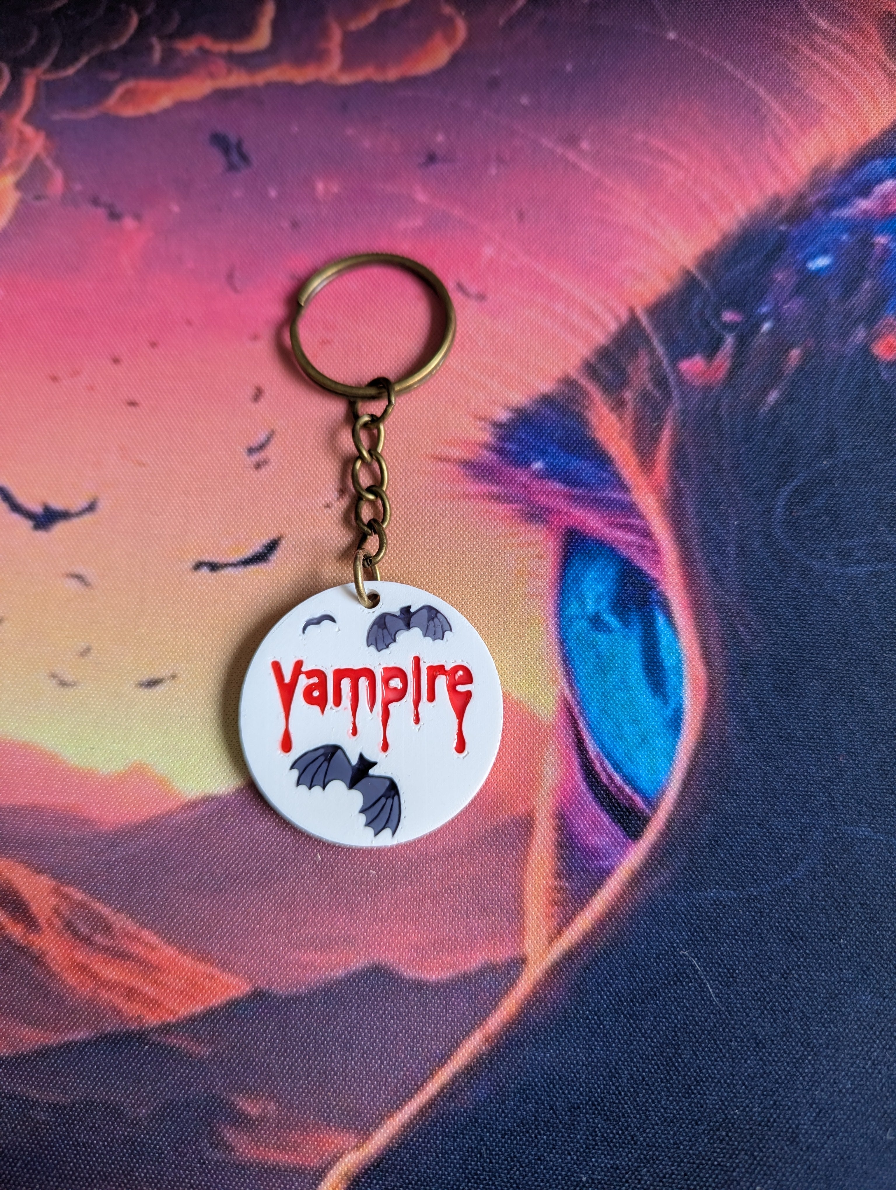 "Vampire Bat" keyring Handcrafted 3D Printed & Resin Logo K-Pop Accessory